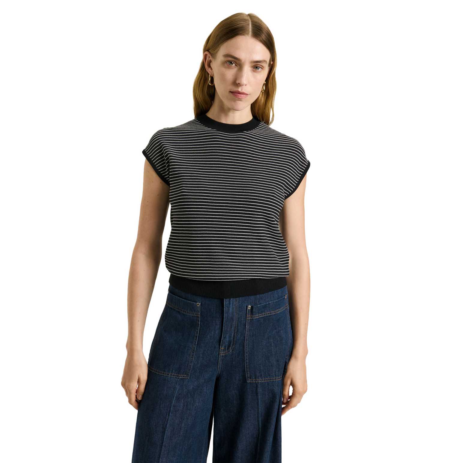 Veronika Maine Textured Stripe Knit Top